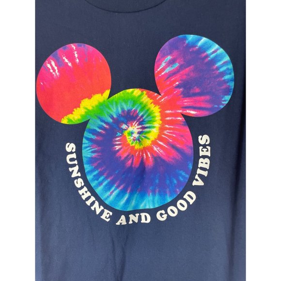 New DIsney Mickey Mouse Tie Dye Ears Navy Sunshine & Vibes T-Shirt sz Large Tall - Picture 3 of 6